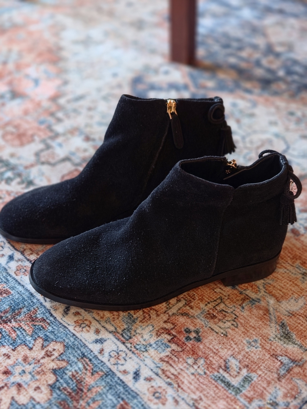 KATE SPADE ♠️ Black Suede Ankle Booties with Side Zip